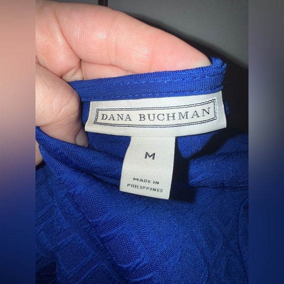 Dana Buchman Royal Blue Textured Keyhole Tunic Blouse Size M High Low Office - Picture 4 of 11